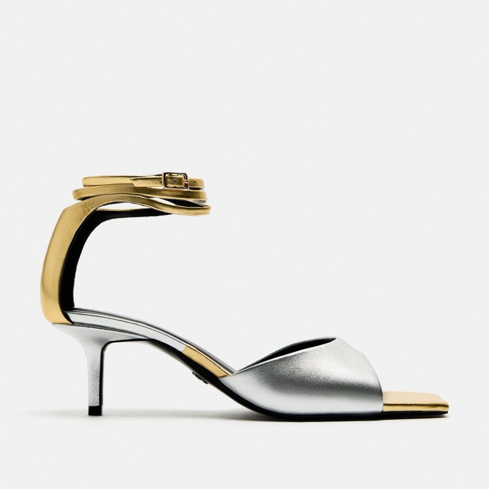 Zara lace up heeled leather sandals 9 NWT